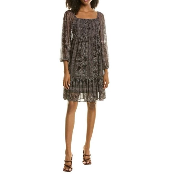 Smocked Bodice Long Sleeve Square Neck Dress 16 - Picture 1 of 12